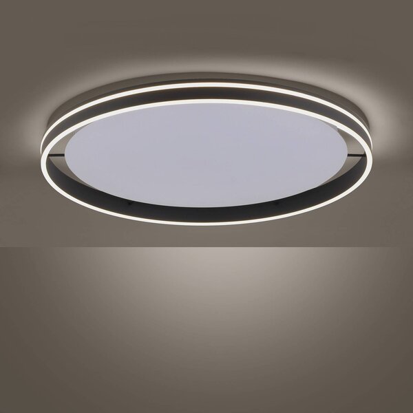 Q-Smart-Home Inteligentna lampa sufitowa Q-Vito, możliwość ściemniania, czarny, salon / jadalnia, metal, nowoczesny