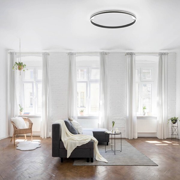 Q-Smart-Home Inteligentna lampa sufitowa Q-Vito, możliwość ściemniania, czarny, salon / jadalnia, metal, nowoczesny