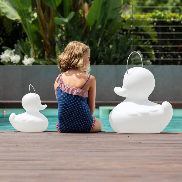 Goodnight Light Designerska lampa LED DUCK-DUCK XL do użytku na zewnątrz, w kolorze białym DUCK-DUCK, możliwość ściemniania, biały / opal, tworzywo sztuczne, design