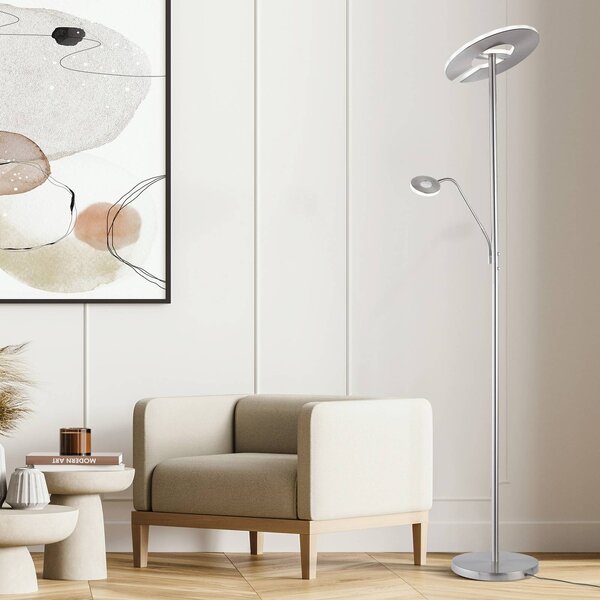 FISCHER & HONSEL Lampa stojąca LED Dent, możliwość ściemniania, aluminiowy / szary / cynkowy, salon / jadalnia, metal, nowoczesny