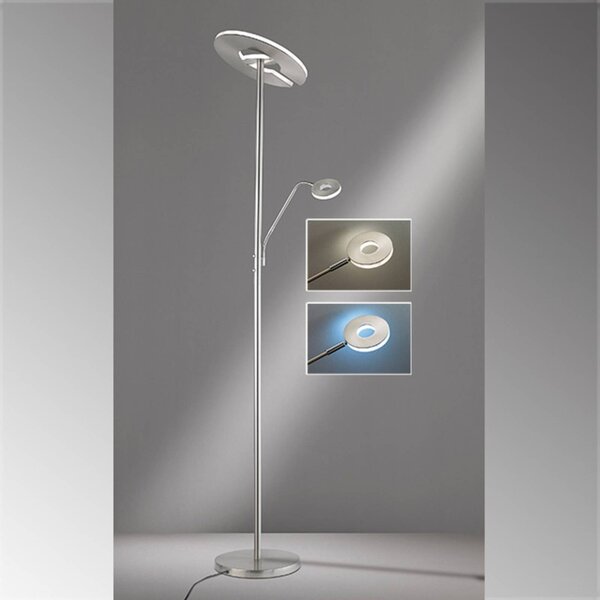 FISCHER & HONSEL Lampa stojąca LED Dent, możliwość ściemniania, aluminiowy / szary / cynkowy, salon / jadalnia, metal, nowoczesny