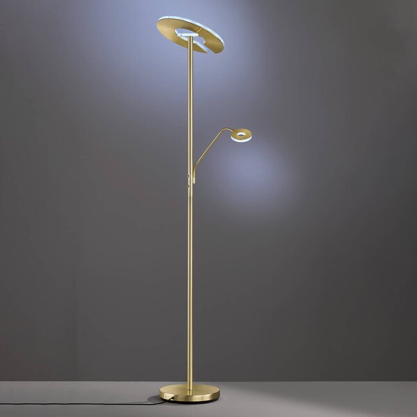 FISCHER & HONSEL Lampa stojąca LED Dent, możliwość ściemniania, mosiężny / złoty, salon / jadalnia, metal, nowoczesny