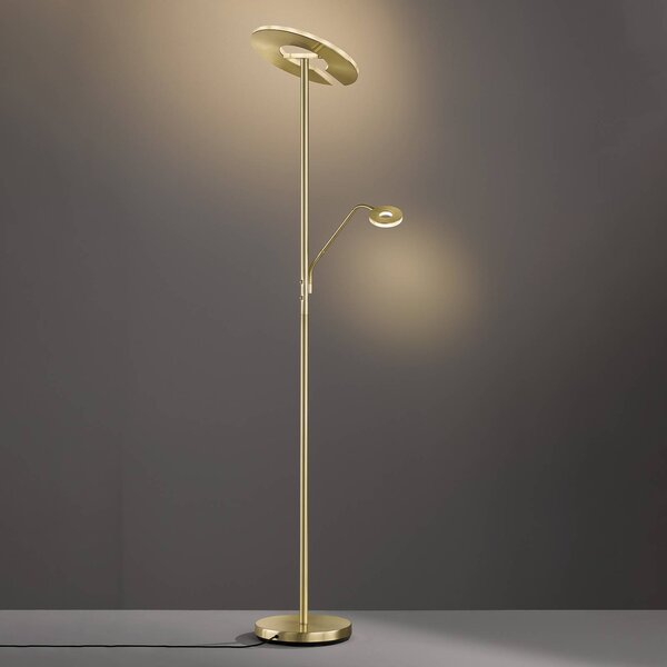 FISCHER & HONSEL Lampa stojąca LED Dent, możliwość ściemniania, mosiężny / złoty, salon / jadalnia, metal, nowoczesny