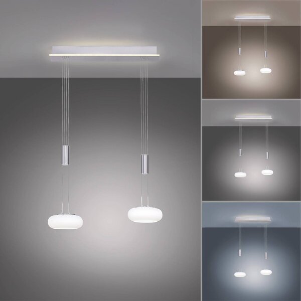 Q-Smart-Home Inteligentna lampa wisząca Q-Etienne, możliwość ściemniania, aluminiowy / szary / cynkowy, salon / jadalnia, metal, nowoczesny