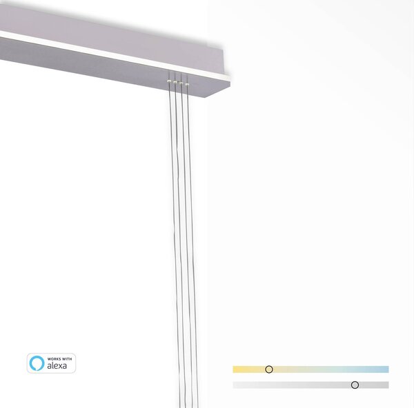 Q-Smart-Home Inteligentna lampa wisząca Q-Etienne, możliwość ściemniania, aluminiowy / szary / cynkowy, salon / jadalnia, metal, nowoczesny