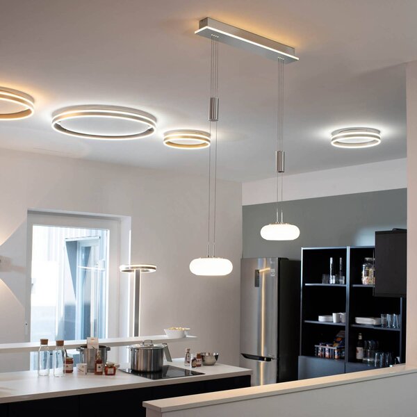 Q-Smart-Home Inteligentna lampa wisząca Q-Etienne, możliwość ściemniania, aluminiowy / szary / cynkowy, salon / jadalnia, metal, nowoczesny