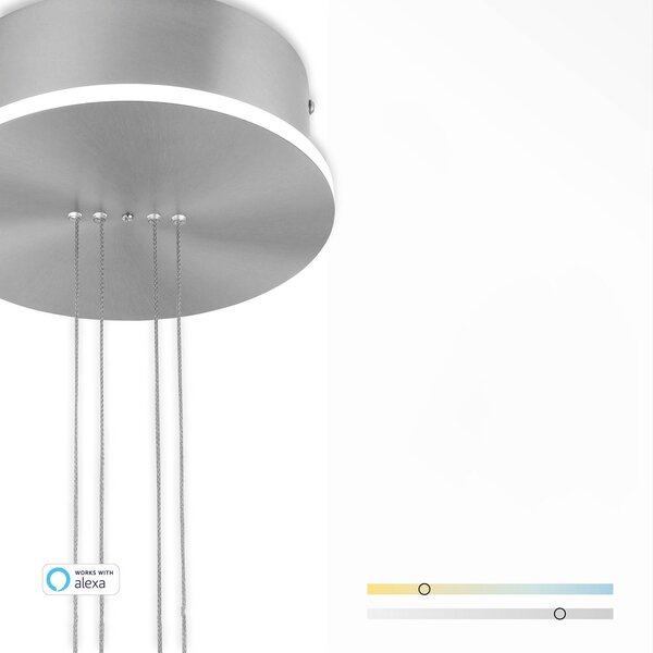 Q-Smart-Home Inteligentna lampa wisząca Q-Etienne, możliwość ściemniania, aluminiowy / szary / cynkowy, salon / jadalnia, metal, nowoczesny