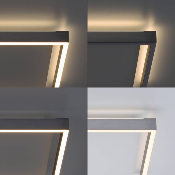 Q-Smart-Home Inteligentna lampa sufitowa Q-Kaan, możliwość ściemniania, aluminiowy / szary / cynkowy, salon / jadalnia, aluminium, nowoczesny