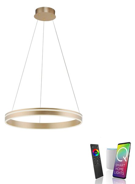 Q-Smart-Home Inteligentna lampa wisząca Q-Vito, możliwość ściemniania, mosiężny / złoty, salon / jadalnia, metal, nowoczesny