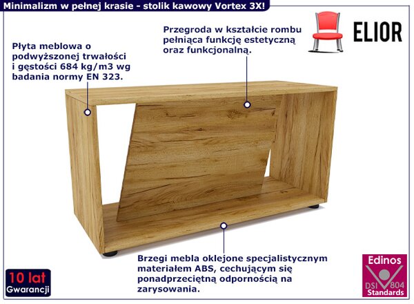 Nowoczesny stolik kawowy dąb craft G7-N43
