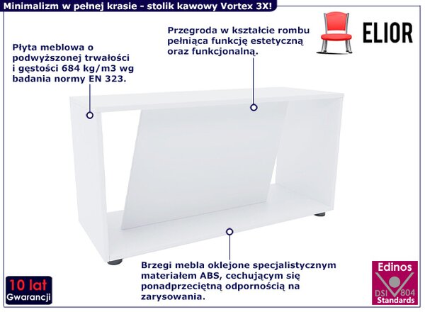 Biały minimalistyczny stolik kawowy R8-T78