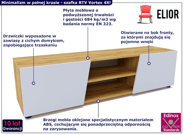 Szafka RTV na nóżkach z drzwiczkami dąb craft + biały K4-B57