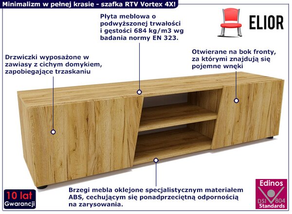 Nowoczesna szafka RTV na nóżkach dąb craft W9-C19