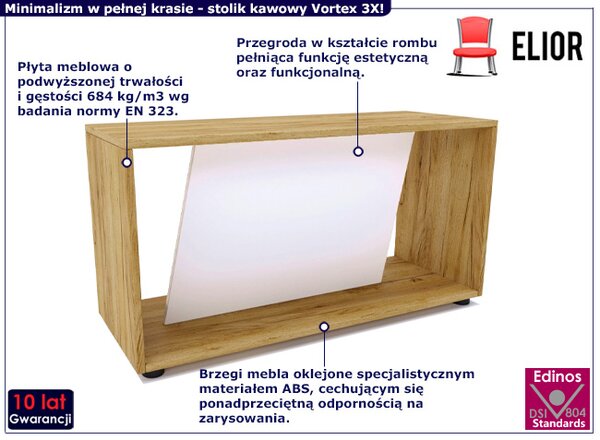 Skandynawski stolik kawowy dąb craft + biały S9-A29