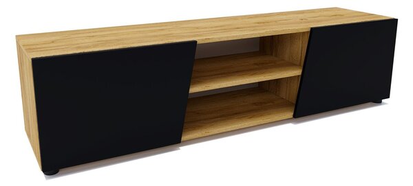 Nowoczesna szafka pod telewizor dąb craft + czarny G7-C56