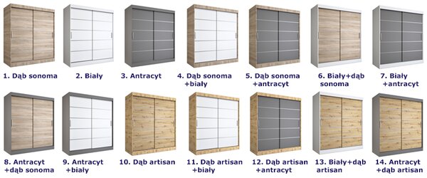 Szafa przesuwna dąb artisan 180 cm T6-M22