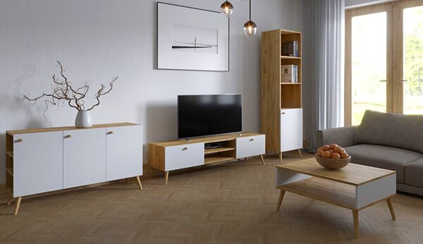 Biurko z szufladą w stylu skandynawskim dąb craft + biały H7-T41