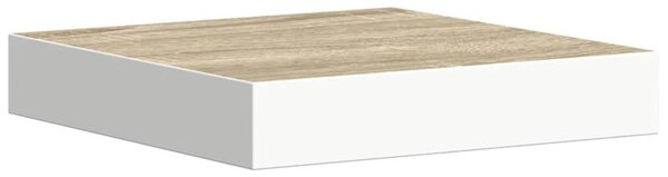 Wisząca półka ścienna, dębowo-biała, 23 x 23,5 x 3,8 cm, mdf