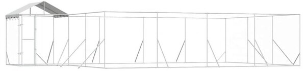 Kojec dla psa, z dachem, srebrny, 10x6x2,5m, stal galwanizowana