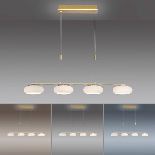 Q-Smart-Home Inteligentna lampa wisząca Q-ETIENNE, możliwość ściemniania, mosiężny / złoty, salon / jadalnia, aluminium
