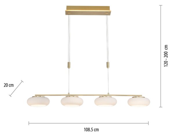 Q-Smart-Home Inteligentna lampa wisząca Q-ETIENNE, możliwość ściemniania, mosiężny / złoty, salon / jadalnia, aluminium
