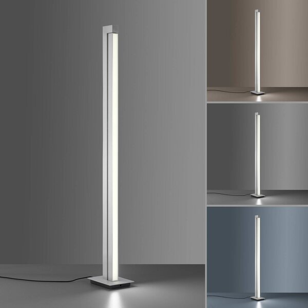 PURE Lampa stojąca LED Lines Floor, możliwość ściemniania, aluminiowy / szary / cynkowy, salon / jadalnia, metal, nowoczesny