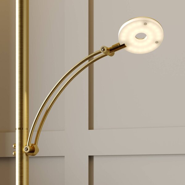 Lampa stojąca LED Anniki Lucande, możliwość ściemniania, mosiężny / złoty, salon / jadalnia, metal, nowoczesny