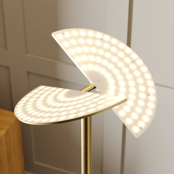 Lampa stojąca LED Anniki Lucande, możliwość ściemniania, mosiężny / złoty, salon / jadalnia, metal, nowoczesny