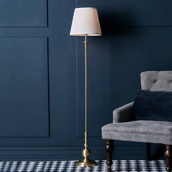 Markslöjd Lampa stojąca Imperia, biały / opal, salon / jadalnia, metal, antyczny