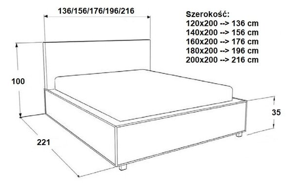 Łóżko 120x200 Tapicerowane Velia + Pojemnik | Tkaniny i Kolory Do Wyboru