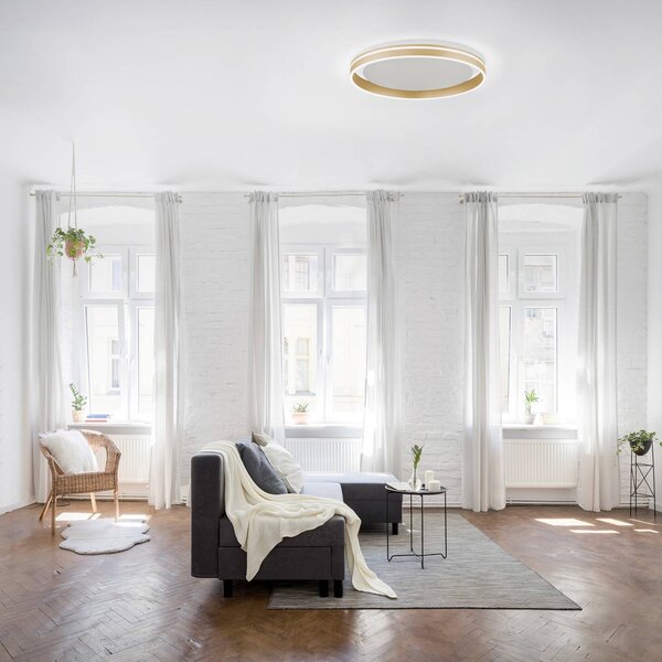 Q-Smart-Home Inteligentna lampa sufitowa Q-Vito, możliwość ściemniania, mosiężny / złoty, salon / jadalnia, metal, nowoczesny