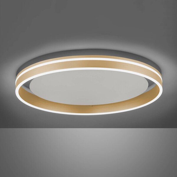 Q-Smart-Home Inteligentna lampa sufitowa Q-Vito, możliwość ściemniania, mosiężny / złoty, salon / jadalnia, metal, nowoczesny
