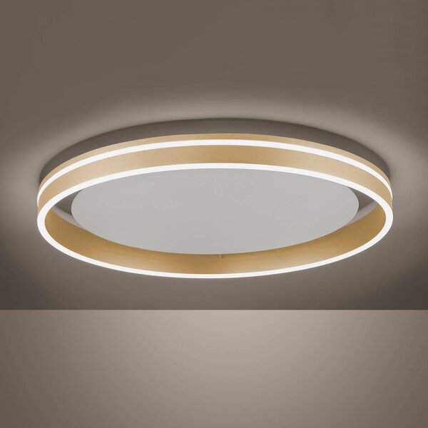 Q-Smart-Home Inteligentna lampa sufitowa Q-Vito, możliwość ściemniania, mosiężny / złoty, salon / jadalnia, metal, nowoczesny