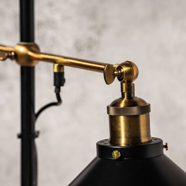 Globo Lampa stojąca Lenius, czarny, salon / jadalnia, metal, industrialny