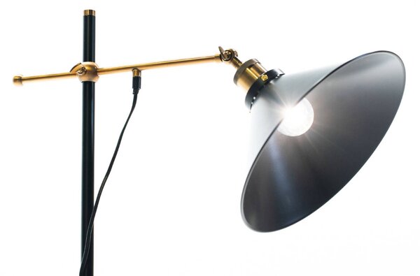 Globo Lampa stojąca Lenius, czarny, salon / jadalnia, metal, industrialny