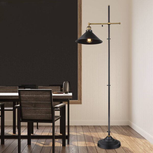 Globo Lampa stojąca Lenius, czarny, salon / jadalnia, metal, industrialny