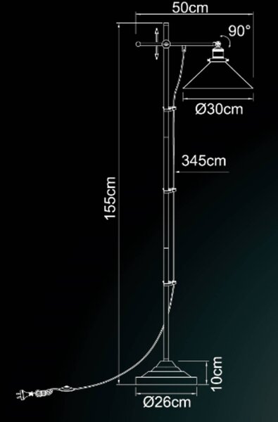 Globo Lampa stojąca Lenius, czarny, salon / jadalnia, metal, industrialny