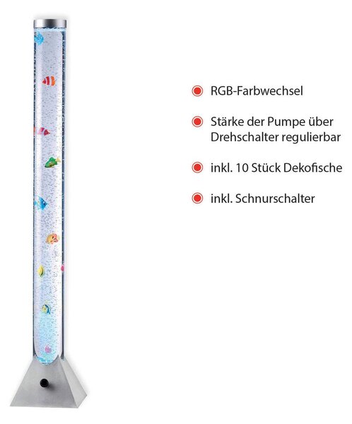JUST LIGHT. GmbH Kolumna wodna Ava z diodami LED i rybkami, 120cm AVA, przezroczysty / transparentny, salon / jadalnia, tworzywo sztuczne, nowoczesny