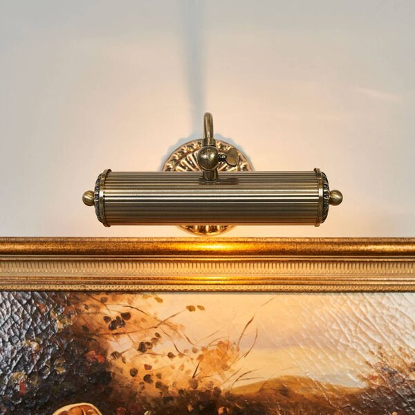 Lampa ścienna z obrazem Lindby Joely, 25 cm, mosiądz, metal, E14 Joely Lindby, możliwość ściemniania, brązowy / mosiężny, salon / jadalnia, metal, antyczny