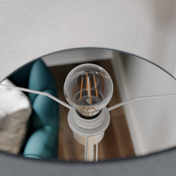 Lampa stojąca Nantwin Lindby, aluminiowy / szary / cynkowy, salon / jadalnia, tkanina / materiał / jedwab, nowoczesny