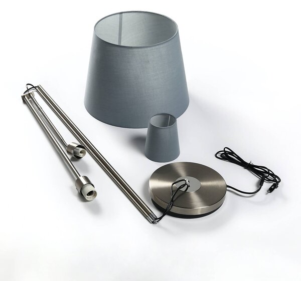 Lampa stojąca Nantwin Lindby, aluminiowy / szary / cynkowy, salon / jadalnia, tkanina / materiał / jedwab, nowoczesny