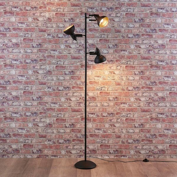 Lampa stojąca Lilly Lindby, czarny, salon / jadalnia, metal, industrialny