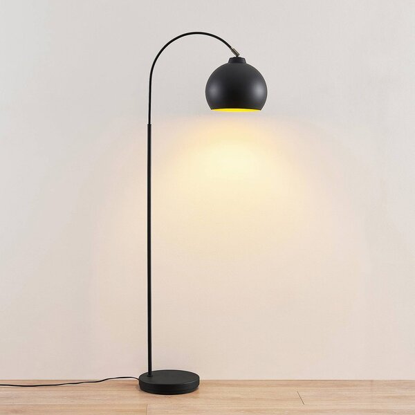 Lampa łukowa - lampa stojąca Minali Lindby, czarny, salon / jadalnia, metal, nowoczesny