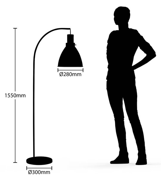 Lampa stojąca Trebale Lindby, czarny, salon / jadalnia, metal, skandynawski