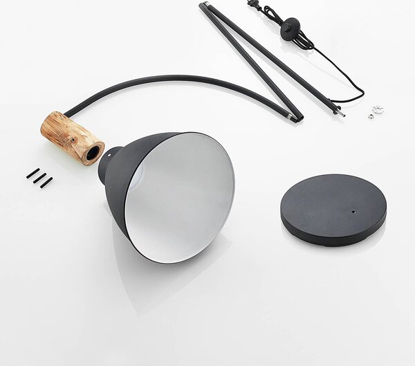 Lampa stojąca Trebale Lindby, czarny, salon / jadalnia, metal, skandynawski