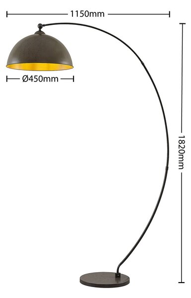 Lampa łukowa - lampa stojąca Jonera Lindby, aluminiowy / szary / cynkowy, salon / jadalnia, metal, młodzieżowy