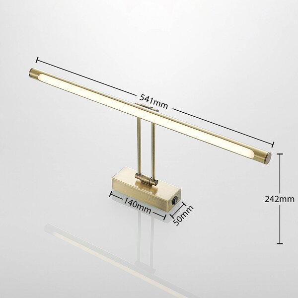 Oświetlenie obrazów LED Lucande Dimitrij, mosiądz, metal, 54cm Dimitrij, brązowy / mosiężny, salon / jadalnia, metal, antyczny