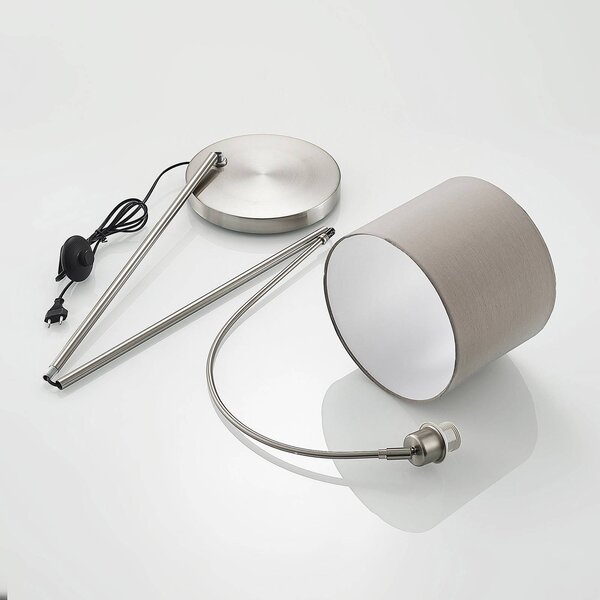 Lampa łukowa - lampa stojąca Keriba Lindby, aluminiowy / szary / cynkowy, salon / jadalnia, metal, nowoczesny