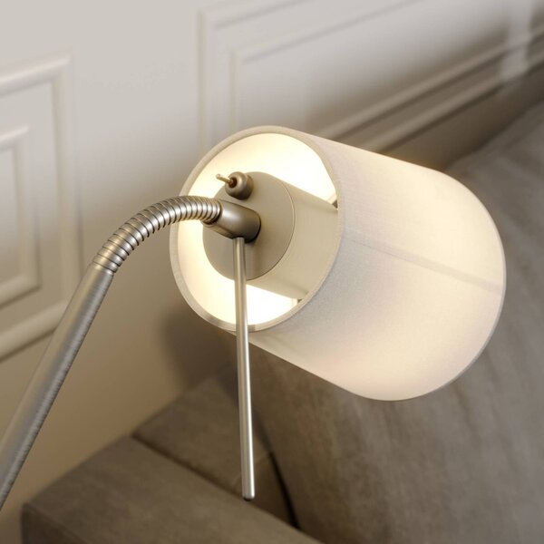 Lampa stojąca Nantwin Lindby, biały / opal, salon / jadalnia, tkanina / materiał / jedwab, nowoczesny