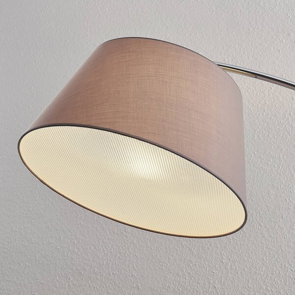 Lampa łukowa - lampa stojąca Evelyna Lucande, aluminiowy / szary / cynkowy, sypialnia, tkanina / materiał / jedwab, nowoczesny